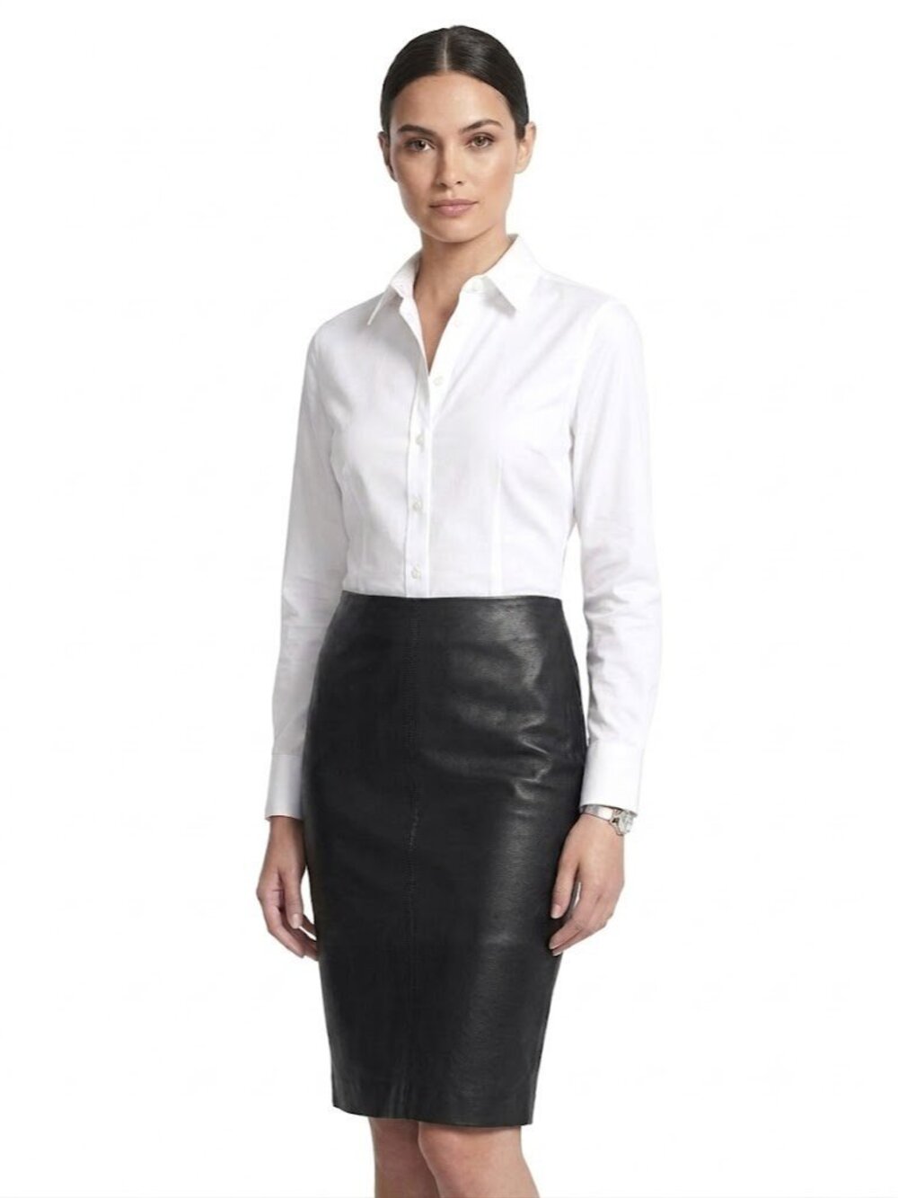 NWT Theory Skinny Pencil in Black Bristol Stretch Leather Skirt 00 $695
